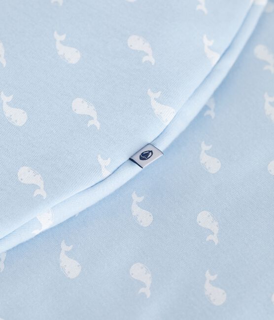Babies' 2.5 TOG whale print cotton sleeping bag TOUDOU blue/MARSHMALLOW white