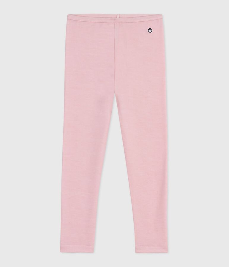 Children's plain wool and cotton leggings pink