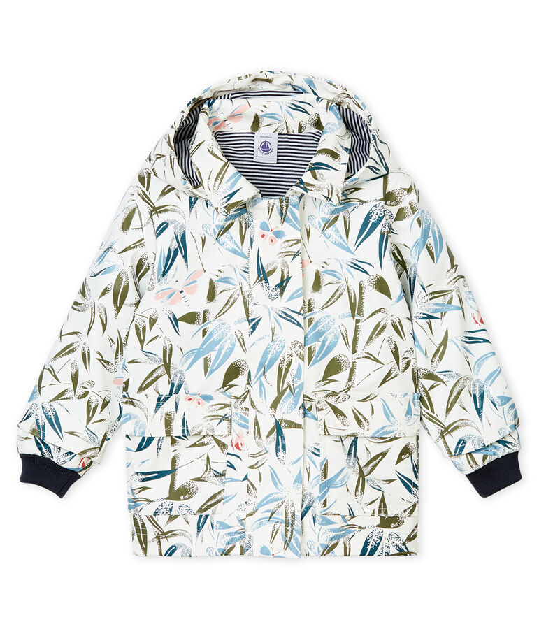 Waxed baby raincoat white/multicolor