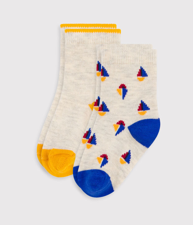 Babies' boat-print cotton socks - 2-Pack multicolor