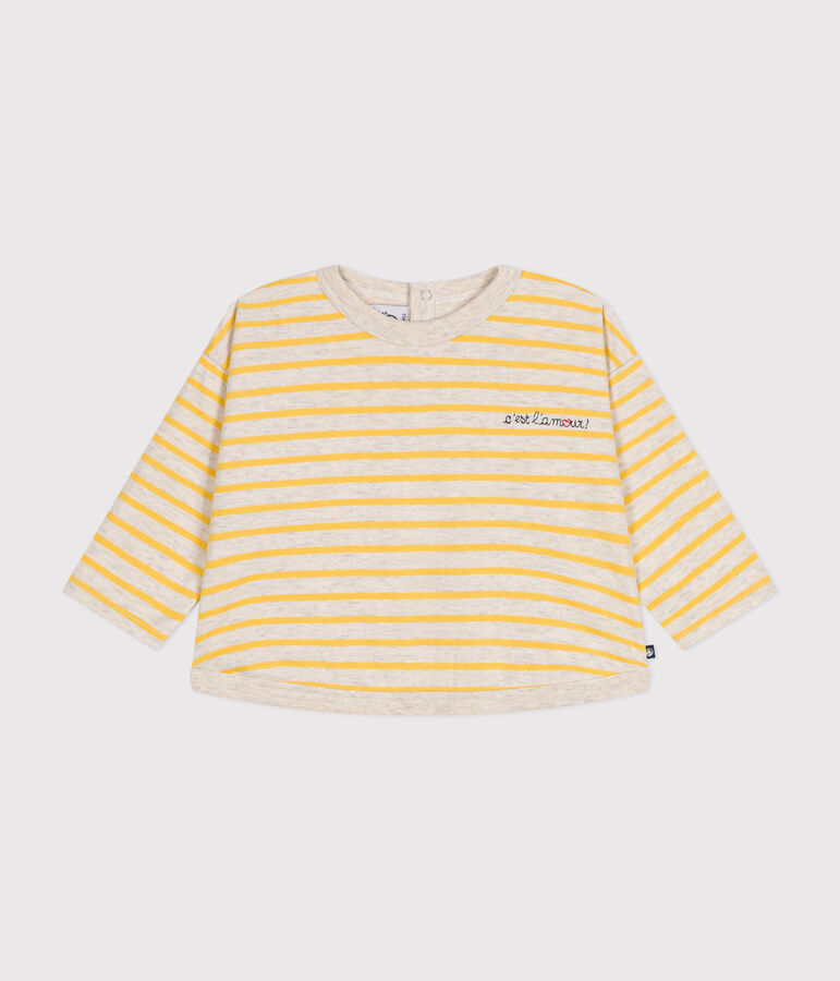 Babies' long-sleeved tube it T-shirt beige/yellow