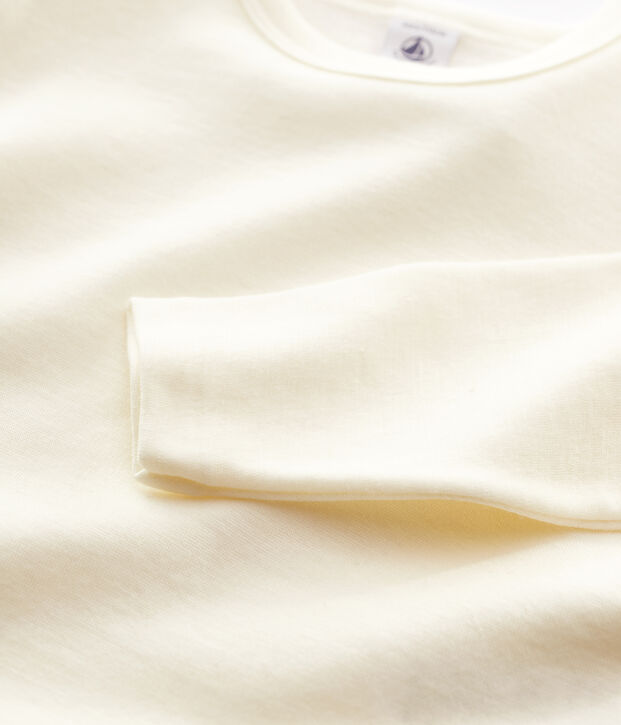 Children's Long-Sleeved Wool and Cotton T-Shirt beige