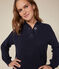 Women's cotton shawl-neck jumper SMOKING blue