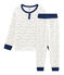 Boys' High-Rise Fleece Pyjamas MARSHMALLOW white/MULTICO white
