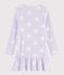 Girl's polka dot ribbed nightdress LISERON purple/ECUME white