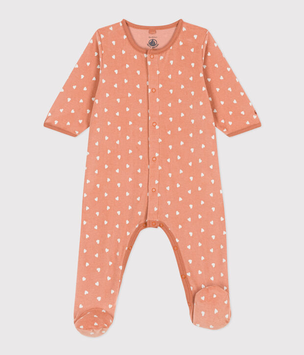 Babies' Patterned Velour Pyjamas pink/white