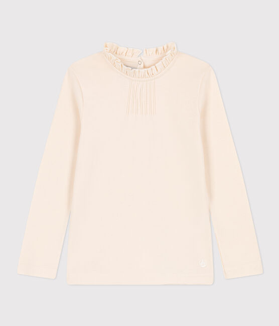 Girls' Long-sleeved Cotton T-Shirt AVALANCHE Ecru