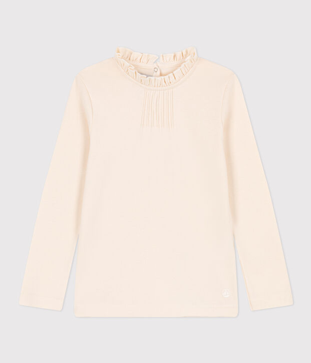 Girls' Long-sleeved Cotton T-Shirt Ecru