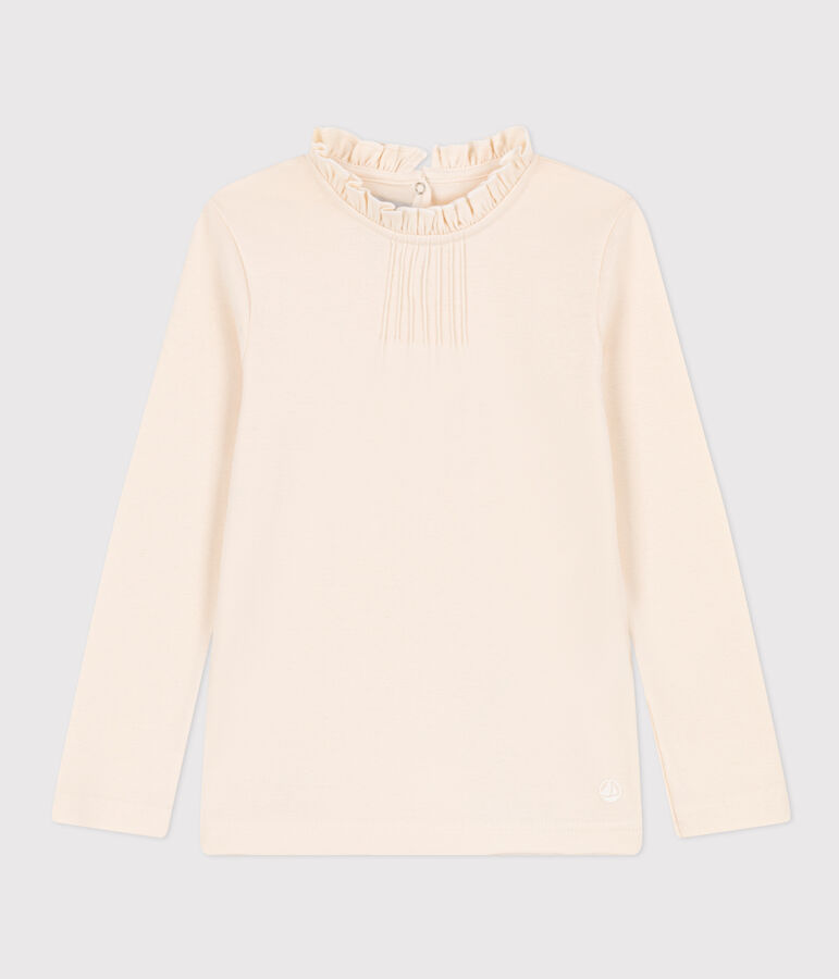 Girls' Long-sleeved Cotton T-Shirt Ecru