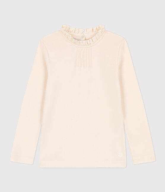 Girls' Long-sleeved Cotton T-Shirt AVALANCHE Ecru