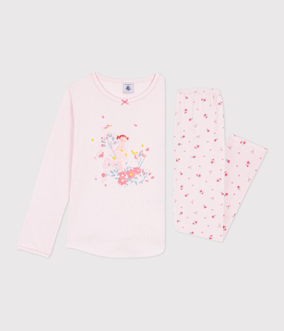Children's cotton pyjamas with a floral motif BARELY pink/MULTICO