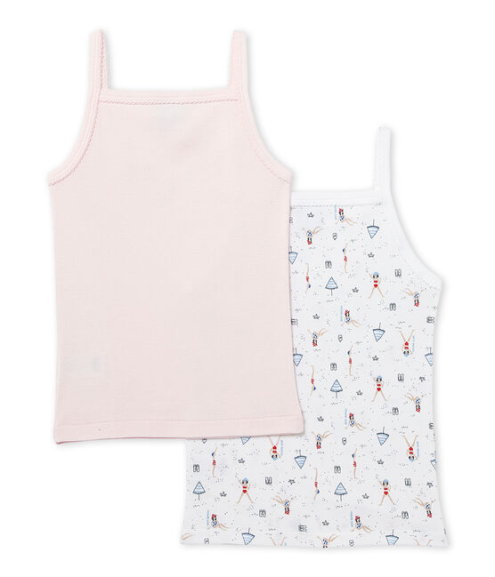 Pack of 2 girl's strap vests . white