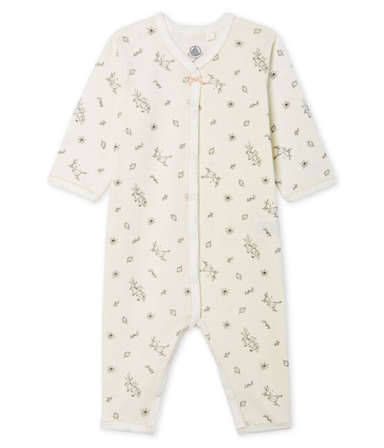 Baby Girls' Footless Ribbed Sleepsuit MARSHMALLOW white/MULTICO white