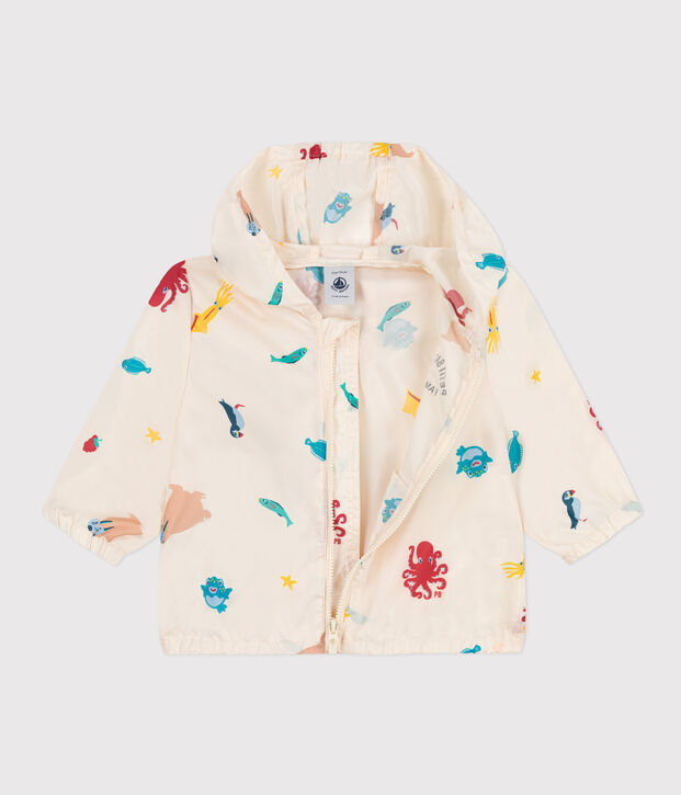 Babies' Anti-UV Recycled Polyester Windbreaker Ecru/multicolor