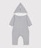 Babies' Quilted Cotton Hooded Jumpsuit MARSHMALLOW white/SMOKING blue