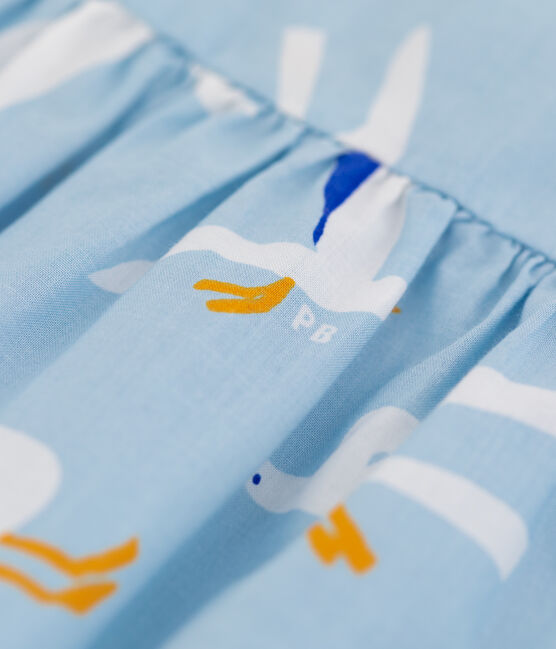 Baby Girls' Short-Sleeved Poplin Blouse JASMIN blue/MULTICO white