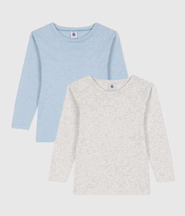 Boys' Long-Sleeved Cotton T-Shirts - 2-Pack multicolor