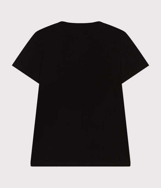 Women's Straight long-sleeved V-necked fine jersey T-shirt BLACK black