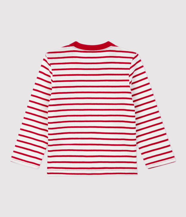 Babies' Striped Cotton T-Shirt white/red