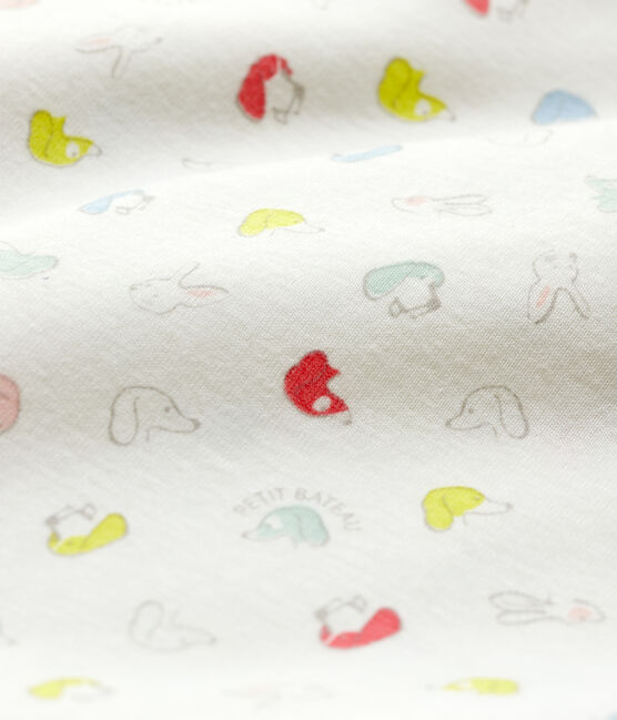 Babies' Colourful Puppies Organic Cotton Sleepsuit MARSHMALLOW white/MULTICO white