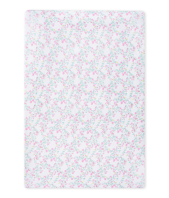 Baby girl's 120 x 60 fitted crib sheet ECUME white/MULTICO white