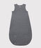 Babies' Stripy Organic Cotton Sleeping Bag SMOKING blue/MARSHMALLOW white