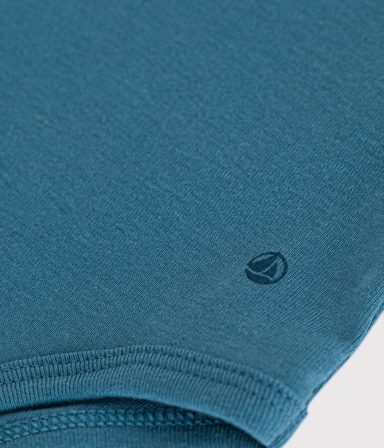 Babies' Long-Sleeved Cotton Bodysuit With Peter Pan Collar POLOCHON blue