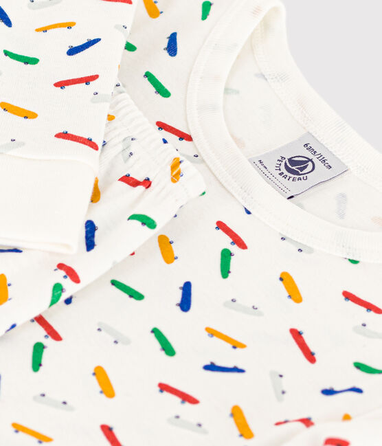 Children's Skateboard Print Fitted Cotton Pyjamas MARSHMALLOW white/MULTICO white