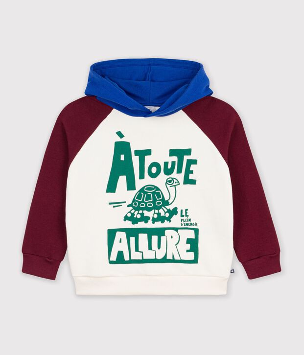 Children's printed cotton hoodie Ecru/multicolor