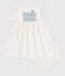 Babies' white cotton dress and bloomers printed with spots MARSHMALLOW white/MULTICO white