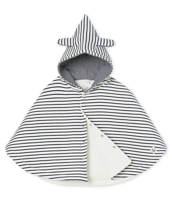 Babies' Classic Wrap in Padded Rib Knit MARSHMALLOW white/SMOKING blue