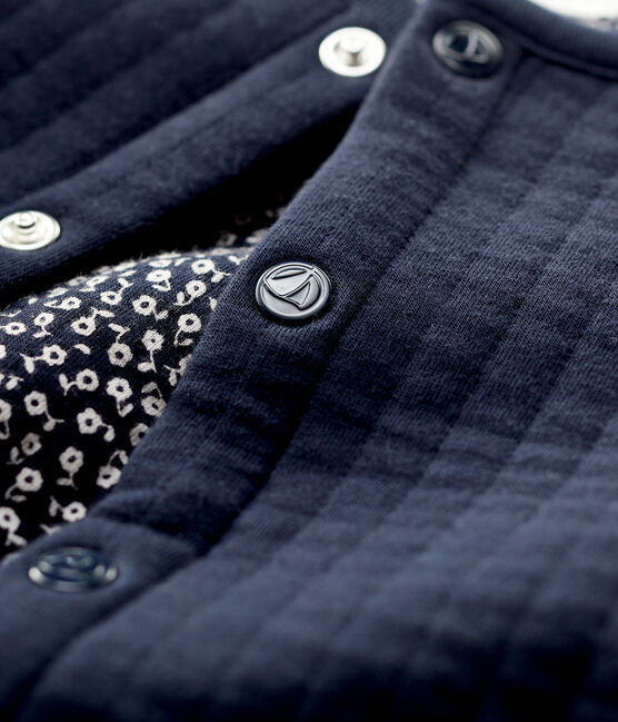 Babies' Quilted Tube Knit Cardigan SMOKING blue