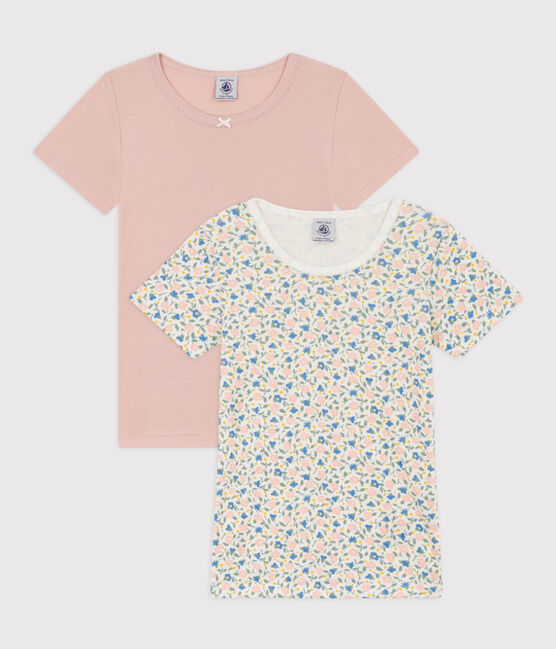Girls' Short-Sleeved Floral Cotton T-Shirt - 2-Pack variante 1