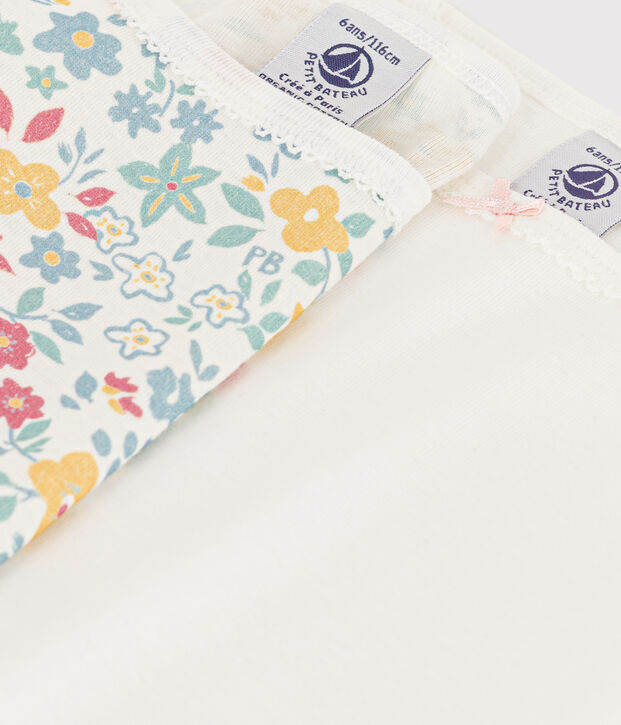 Girls' Floral Cotton Strappy Vest Tops - 2-Pack multicolor