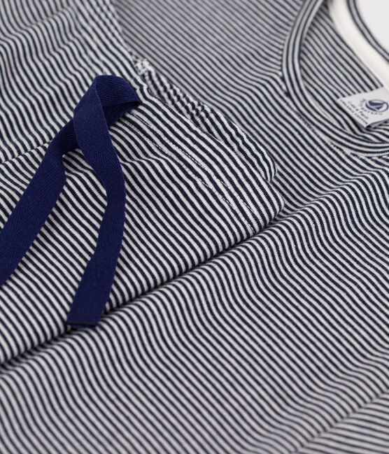 Women's Pinstriped Cotton Pyjamas SMOKING blue/MARSHMALLOW white
