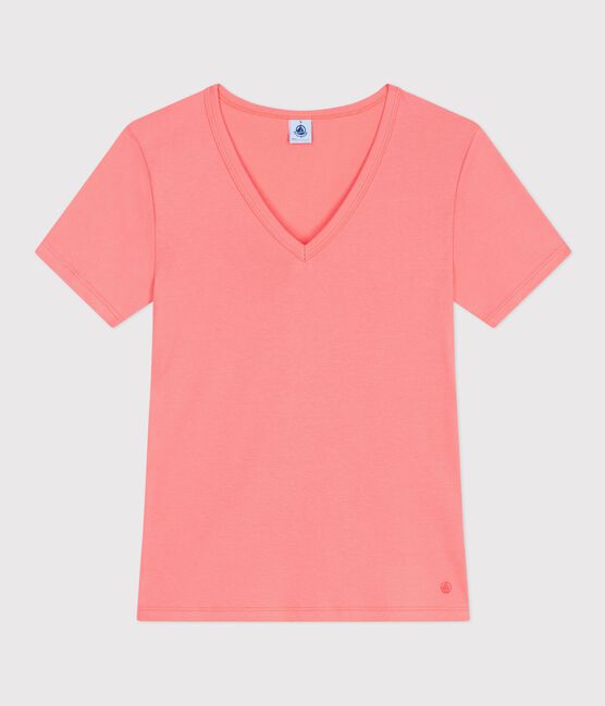 Women's short-sleeved plain cotton T-shirt FLAMAND pink