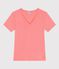 Women's short-sleeved plain cotton T-shirt FLAMAND pink
