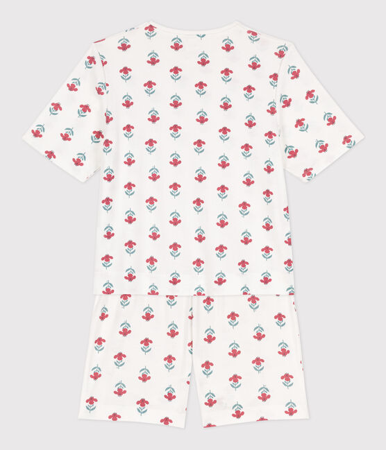 Women's Floral Cotton Short Pyjamas MARSHMALLOW white/MULTICO white