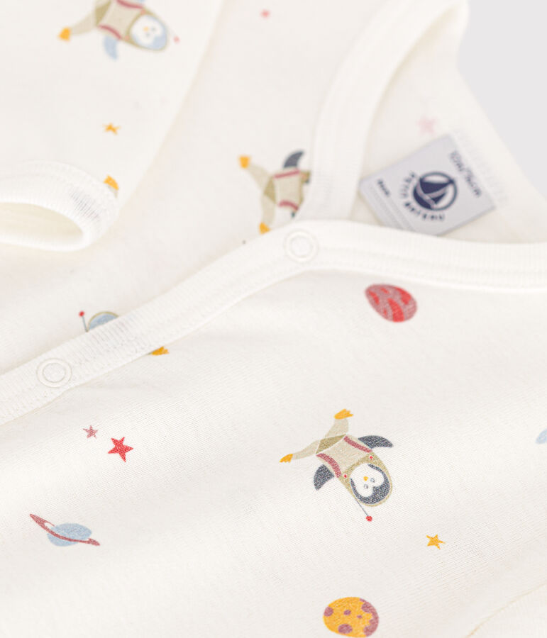 Babies' footless cotton pyjamas white/multicolor