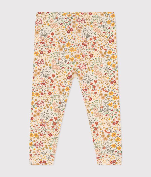 Babies' cotton leggings Ecru/multicolor