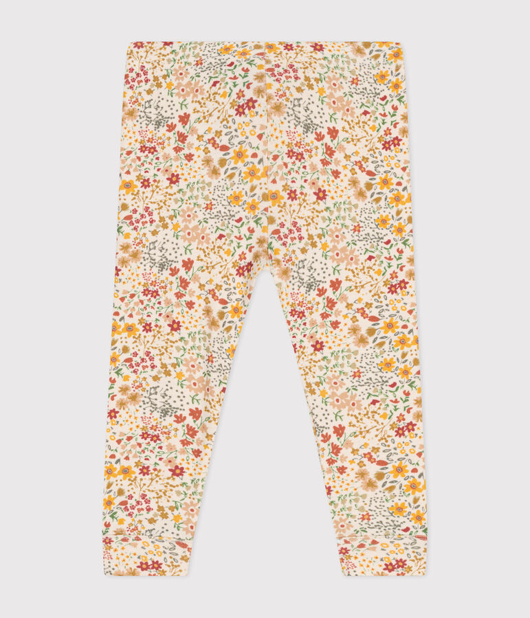 Babies' cotton leggings Ecru/multicolor