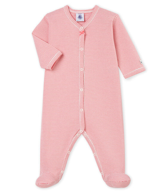 Baby girl's sleepsuit CHEEK pink/MARSHMALLOW white