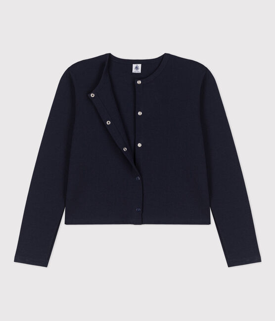 Women's Thick Cotton Poppered Cardigan SMOKING blue