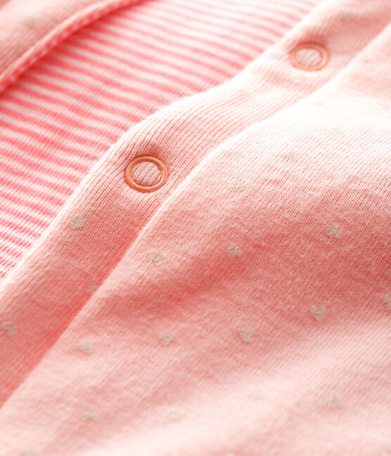 Baby Girls' Reversible Sleeveless Vest in Padded Rib Knit MINOIS pink/MARSHMALLOW white