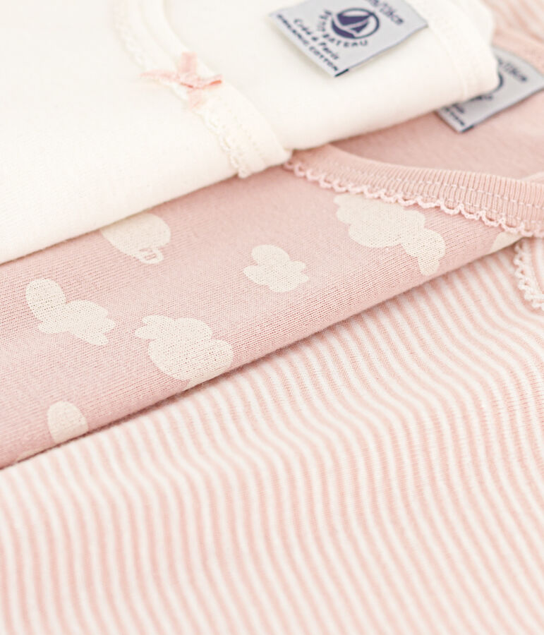 Girls' Short-Sleeved Cloud Patterned Cotton T-Shirt - 2-Pack multicolor