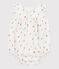 Babies' cotton rompers printed with little country flowers MARSHMALLOW white/MULTICO white