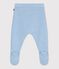 Babies' trousers in a wool and cotton knit FLO blue