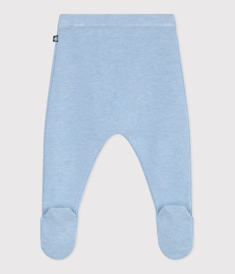 Babies' trousers in a wool and cotton knit FLO blue