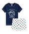 Boys' Cotton/Linen Short Pyjamas MEDIEVAL blue/MULTICO white