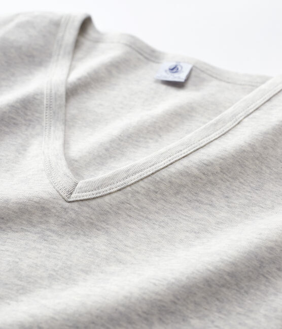 Women's Iconic Cotton V-Neck T-Shirt BELUGA CHINE grey